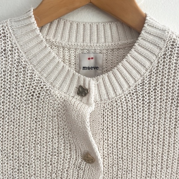 NWOT Anthropologie Maeve Short-Sleeve Button-Front Cardigan Ivory White - Picture 12 of 16